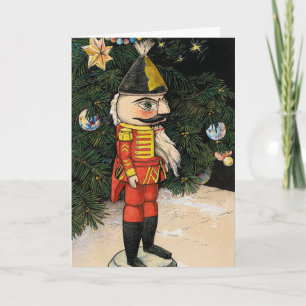 Vintage Nussknacker unter dem Weihnachtsbaum Karte