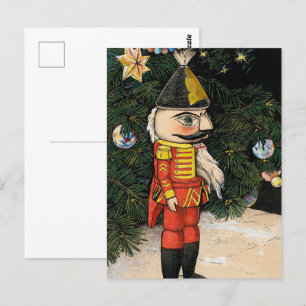 Vintage Nussknacker unter dem Weihnachtsbaum Postkarte