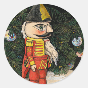 Vintage Nussknacker unter dem Weihnachtsbaum Runder Aufkleber