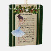 Vintage Nutcracker Sheet Music Brünett Ballerina Keramikornament (Rechts)