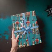 Vintage Nutcracker Soldiers Aquamarin Uniform Clas Geschenkpapier