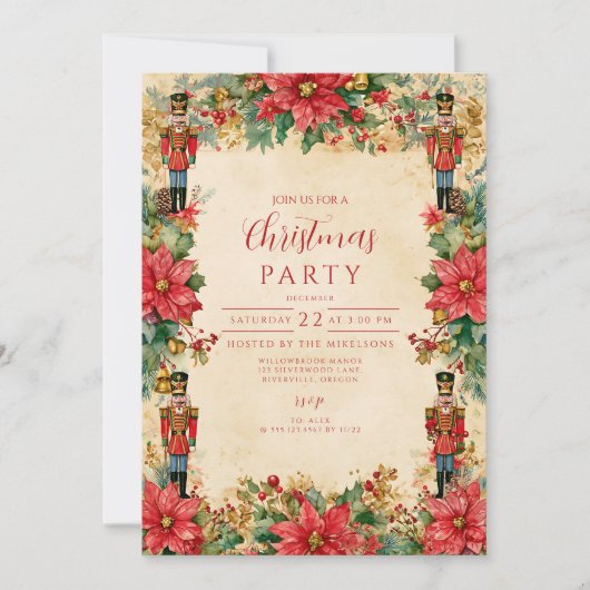 Vintage Nutcracker Weihnachten Einladung (Vorderseite)