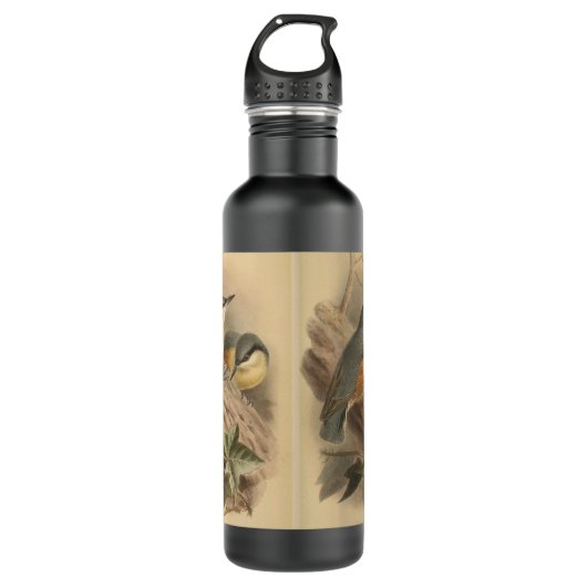 Vintage NuthatchIllustration Edelstahlflasche (Vorderseite)