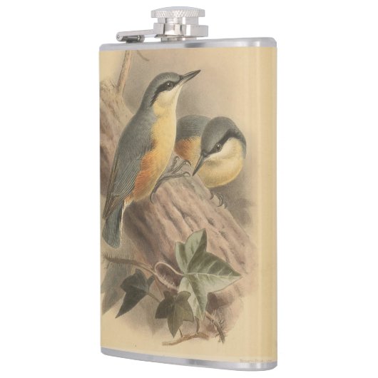 Vintage NuthatchIllustration Flachmann (Links)