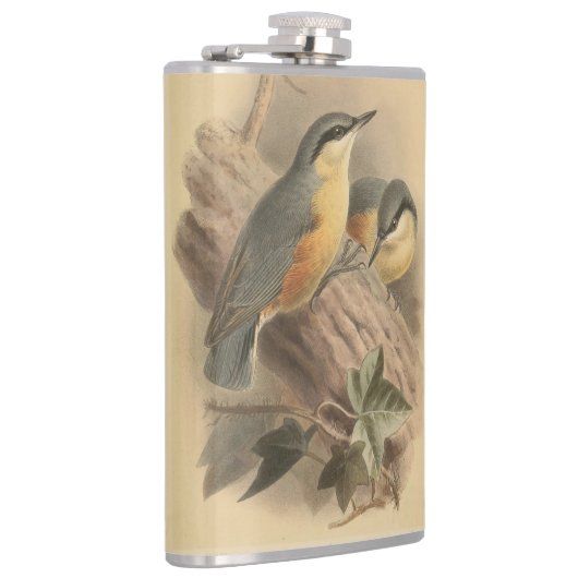 Vintage NuthatchIllustration Flachmann (Rechts)