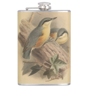 Vintage NuthatchIllustration Flachmann