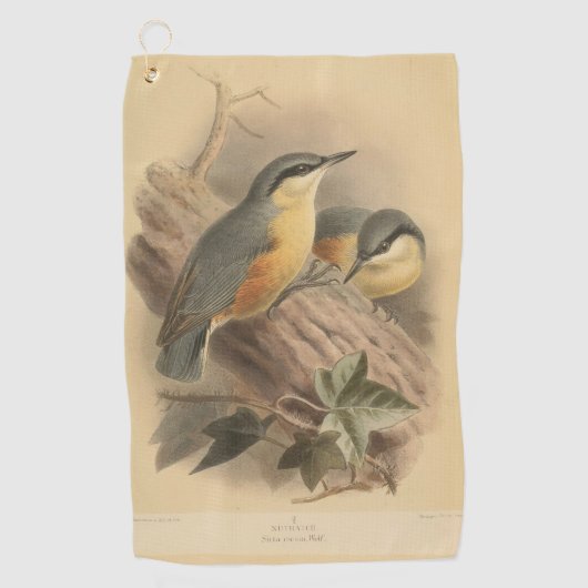 Vintage NuthatchIllustration Golfhandtuch (Vorderseite)