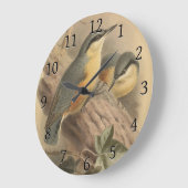 Vintage NuthatchIllustration Große Wanduhr (Winkel)