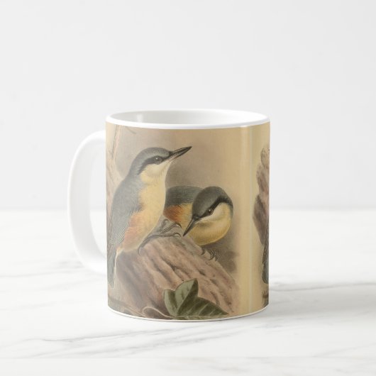 Vintage NuthatchIllustration Kaffeetasse (Vorderseite Links)