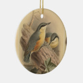 Vintage NuthatchIllustration Keramik Ornament (Rechts)