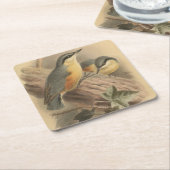 Vintage NuthatchIllustration Rechteckiger Pappuntersetzer (angewinkelt)