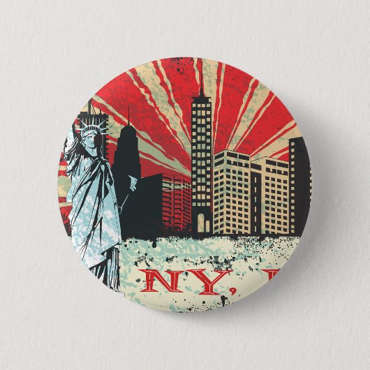 Vintage NY in Rot Button (Vorderseite)
