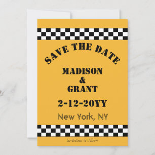 Vintage NYC Gelber Checker Cab Stil Save The Date