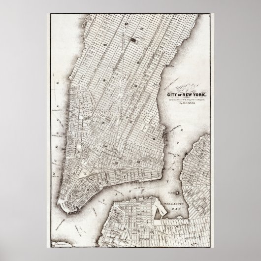 Vintage NYC Map City Skyline Poster (Vorne)