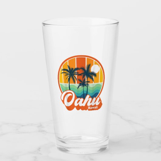 Vintage Oahu Hawaii Hawaiian Island Summer Travel Glas (Vorderseite)