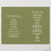 Vintage Oak-Blätter Burlap Burlap Hochzeitsprogram (Rückseite)