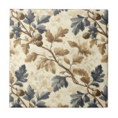 Vintage Oak Leaf | Elegant Blue and Gold Fliese (Vorderseite)