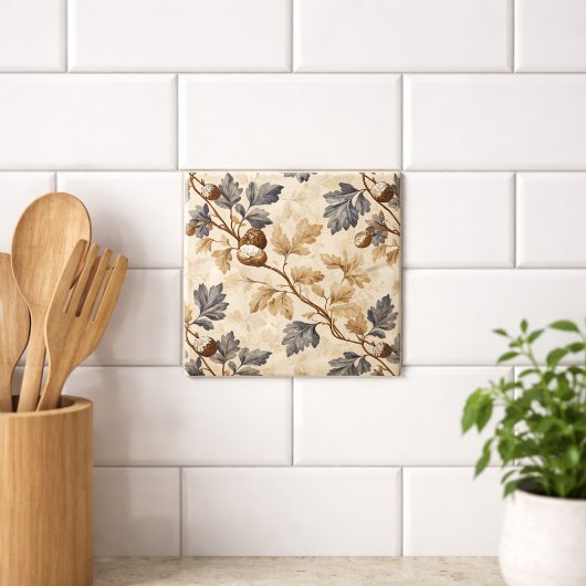 Vintage Oak Leaf | Elegant Blue and Gold Fliese