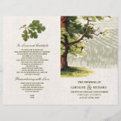 Vintage Oak Tree Burlap Hochzeitsprogramme (Vorderseite)