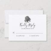 Vintage Oak Tree Wedding RSVP Karte (Vorderseite)