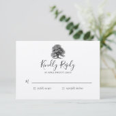 Vintage Oak Tree Wedding RSVP Karte (Stehend Vorderseite)
