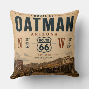 Vintage Oatman Arizona Route 66 Koordinaten Kissen