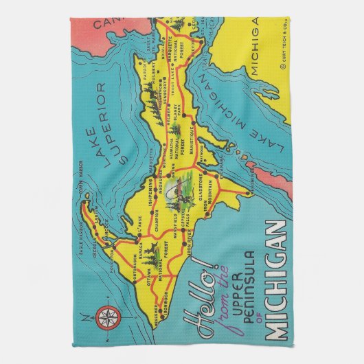 Vintage Obere Halbinsel Geschirrtuch (Vertikal)