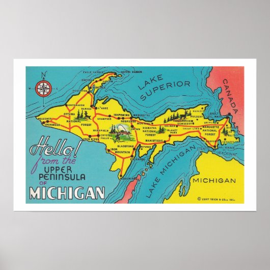 Vintage Oberhalbinsel Michigan Reiseplakat Poster (Vorne)