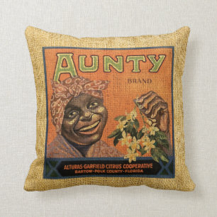 Vintage Obst-Etiketten Tante und Smokey Jims Kissen