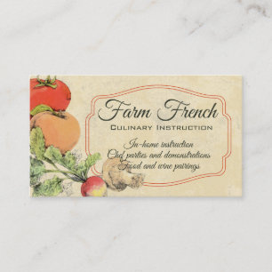 Vintage Obst Gemüse kulinarisch Koch Catering Visitenkarte