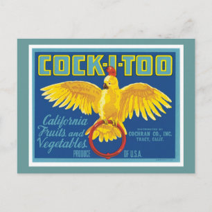 Vintage Obst und Gemüse Lebensmittel Produkt Etike Postkarte