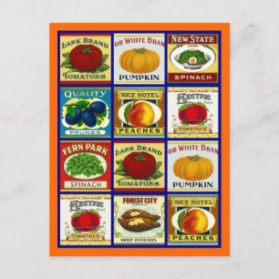 Vintage Obst- und Gemüseetiketten Leere Party-Einl Einladung