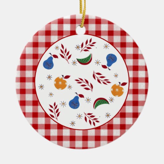 Vintage Obstdekoration Keramikornament (Vorne)