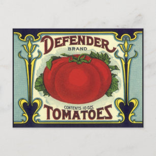 Vintage Obstkisten-Etiketten-Kunst, Defender Tomat Postkarte
