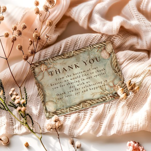 Vintage Ocean Depths Nautical Wedding Dankeskarte