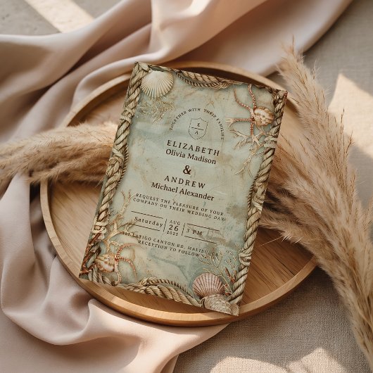 Vintage Ocean Depths Nautical Wedding Einladung