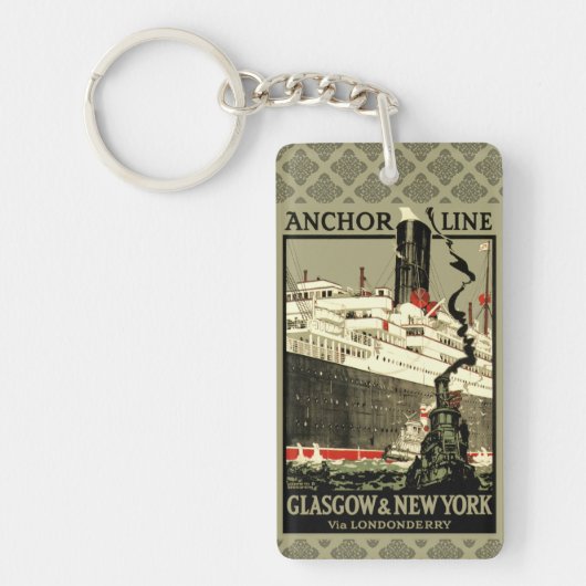 VINTAGE OCEAN LINER REISE SCHLÜSSELRING (Vorderseite)