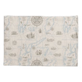 Vintage Ocean Map Pattern Kissenbezug (Rückseite-Links)