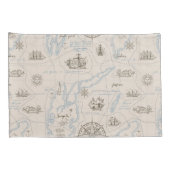 Vintage Ocean Map Pattern Kissenbezug (Rückseite-Rechts)