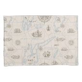 Vintage Ocean Map Pattern Kissenbezug (Vorderseite-Rechts)