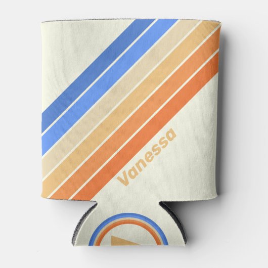 Vintage Ocean Sun Stripes mit Namen Dosenkühler (Vorderseite)