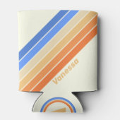 Vintage Ocean Sun Stripes mit Namen Dosenkühler (Rückseite)