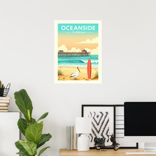 Vintage Oceanside California Poster (Heimbüro)