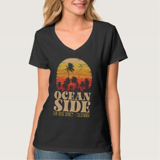 Vintage Oceanside San Diego Strand Palmen Bäume Su T-Shirt