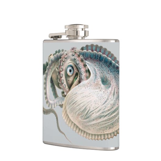 Vintage Octopus Argonaut, Meerestiere Flachmann (Links)