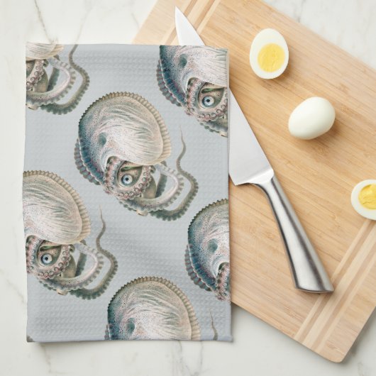 Vintage Octopus Argonaut, Meerestiere Geschirrtuch (Viertel Falte)