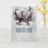 Vintage Octopus Beach Nautical Grußkarte Karte (Gelbe Blume)