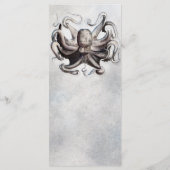 Vintage Octopus Beach Wedding Elegante Menu Card Menükarte (Rückseite)