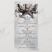 Vintage Octopus Beach Wedding Elegante Menu Card Menükarte (Vorne/Hinten)
