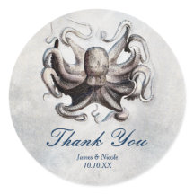 Vintage Octopus Beach Wedding Eleganter Sticker